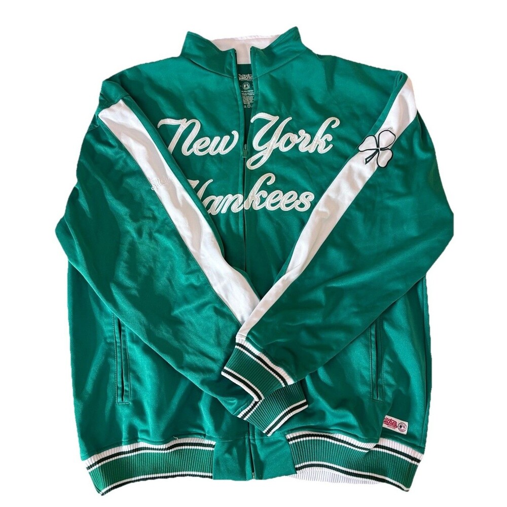 Stitches New York Yankees Green Track Jacket XL Full Zip MLB Jacket Vintage - Picture 2 of 13
